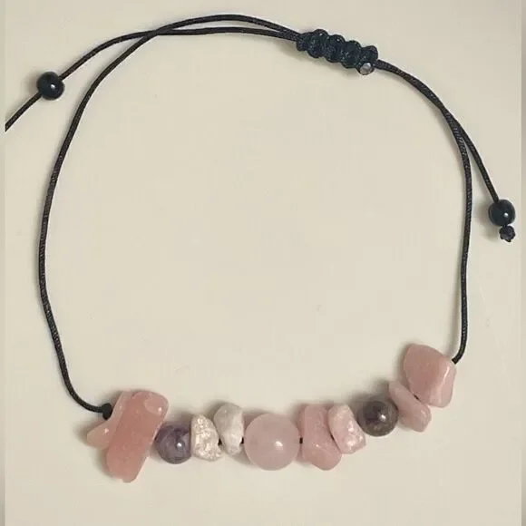 “Love Yourself” Tumbled Stone Bracelet (Rose Quartz, Amethyst, Rhodonite) - Picture 7 of 12
